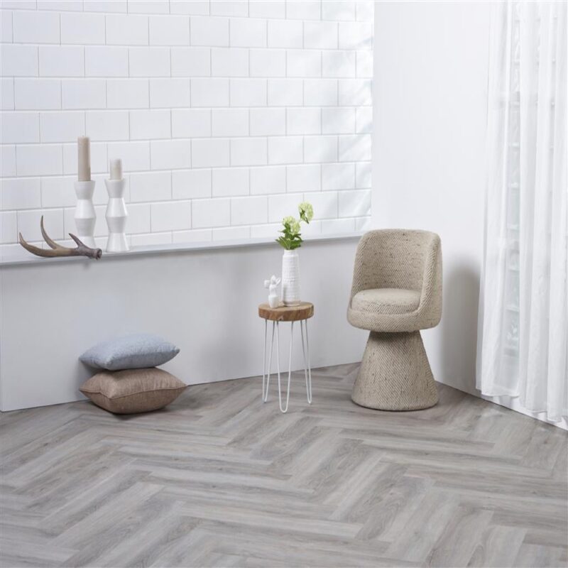Floorlife PVC Click- Yup herringbone light grey | Prima Vloeren | Yup Herringbone light grey foto 2